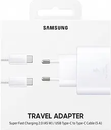 Мережевий зарядний пристрій Samsung 45W PD Wall Charger + Cable USB-C to USB-C White (EP-TA845XWEGRU) [59959] - мініатюра 3