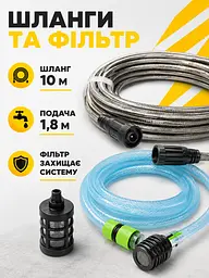 Портативна міні мийка високого тиску 3000 Вт з піногенератором і шлангом 10 м чорна (49676179) - мініатюра 7