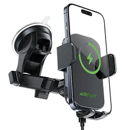 Автотримач для телефона з БЗП Acefast D53 wireless charging car holder with electric clamp for dashboard чорний - мініатюра 3