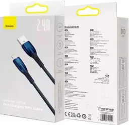 Кабель Baseus Glimmer Series Fast Charging Cable USB to Lightning 2.4A 2m CADH000303 Blue - мініатюра 4