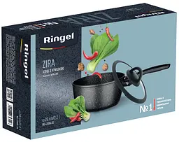 Ківш з кришкою RINGEL Zira (2.2 л) 20 см глибокий гранітне покриття силікоㅤ кришка ㅤ ㅤ - мініатюра 7