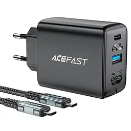 Мережевий зарядний пристрій з кабелем Acefast A17 65W GaN multi-function HUB 4K HDMI USB-A чорний