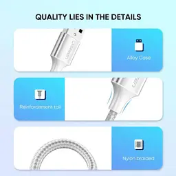 Дата кабель USB 2.0 AM to USB-C 1.5m 3.0A 18W US288 White Ugreen (60132) - мініатюра 3