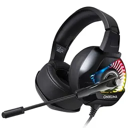 Дротова ігрова гарнітура Onikuma Gaming with RGB LED K6, USB, 3.5mm, 2m, black - мініатюра 2