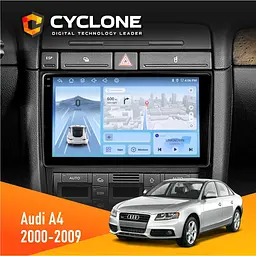 Штатна магнітола Audi A4 2000-2009 Cyclone C9-012 4x64, DSP, 4G Cyclone (НФ-00007803)