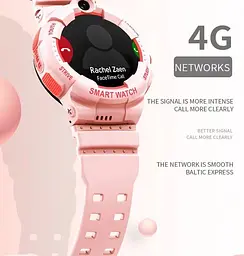 Дитячий круглий рожевий смарт годинник Lemfo Y01 з 4G, SIM-картою, відеодзвінками, камерою, кнопкою SOS та GPS геолокацією Рожевий - мініатюра 6
