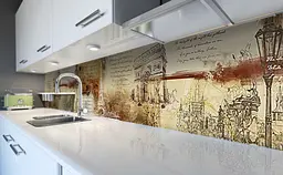 Вініловий кухонний фартух Під Старину наклейка для кухні вантажу ретро Абстракція Бежевий Happy Pocket Z181546 - мініатюра 2