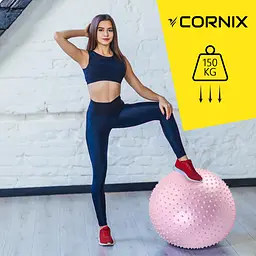 М'яч для фітнесу (фітбол) Cornix 55 см масажний Anti-Burst Light Pink XR-0473 - мініатюра 4