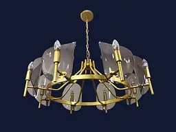 Люстра стельова Levistella 756LPR0032-8 GD+BK, 8 плафонов, E14, золотий, чорне скло, сучасний стиль для вітальні - мініатюра 2
