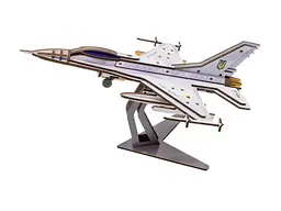 Дерев'яний 3D конструктор Літак F16, Puzzleоk (Puz-26913), 79 дет. - мініатюра 2