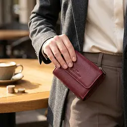 Шкіряний жіночий гаманець з монетницею ST Leather 19492 бордовий - мініатюра 5