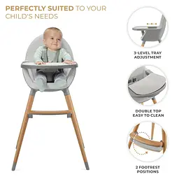 Стільчик для годування 2 в 1 Kinderkraft Fini 2 Grey (KHFINI02GRY0000) - мініатюра 3