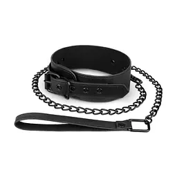 Нашийник з повідцем Bedroom Fantasies: Faux Leather Collar & Chain - мініатюра 2