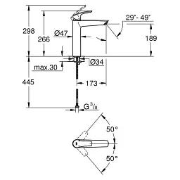 Змішувач для раковини Grohe EuroSmart XL-size на стільницю Хром (GROHE/23971003) 30412 - мініатюра 4