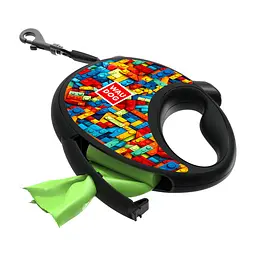 Повідець для собак WAUDOG R-leash з контейнером для пакетів "Блоки", світловідбивна стрічка, M (256-4056) - мініатюра 5