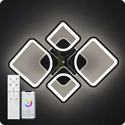 Люстра світлодіодна 517 Light 3color з пультом 120Вт Хром (01738) - мініатюра 9