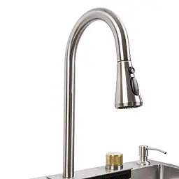 Кухонна мийка зі змішувачем Platinum Handmade Водоспад 75x45B PVD з нержавіючої сталі 78x45x21 см сатин - мініатюра 4