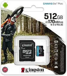 Карта памяти KINGSTON microSDXC Canvas Go Plus 512Gb Class 10 UHS-1 А2 V30 [SDCG3/512GB] + SD адаптер [53297] - мініатюра 4