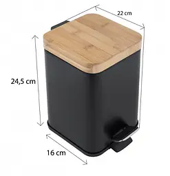 Кошик для сміття Yoka Sido Black Bamboo 3л. для ванної кімнати CH.SIDO-BLK, Чорний матовий - мініатюра 7