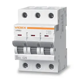 Автоматичний вимикач RS6 3п 20А 6кА С VIDEX RESIST VIDEX (26583-000)
