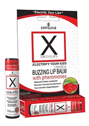 Стимулювальний бальзам для губ унісекс Sensuva – X on the Lips Strawberry з феромонами, полуниця