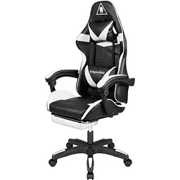 Крісло геймерське Kruger&Matz GX-150 з підставкою для ніг Black/White - мініатюра 2