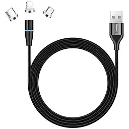 Дата кабель USB 2.0 AM to Lightning + Micro 5P + USB-C 1.0m Magnetic ColorWay (CW-CBUU038-BK)