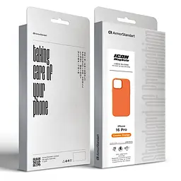 Силиконовый чехол с MagSafe для Apple iPhone 16 Pro, ICON2 MagCase, оранжевый, противоударный, панель с мягкой подкладкой, защита всего корпуса, поддержка беспроводной зарядки, совместим с защитными стеклами и пленками, ArmorStandart (ARM89279) - мініатюра 10