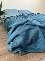 Покривало Zeintex Косичка бавовняне бірюзове 230х320 см - мініатюра 9