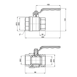 Кран кульовий SD Plus 2" ВР для води (важіль) SD600NW50PN40 - мініатюра 2