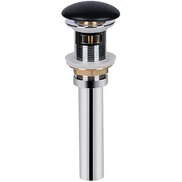 Донний клапан з переливом Qtap PU03O 70x70x227.5 Matt black, Чорний матовий