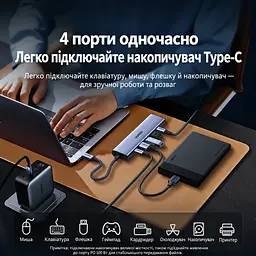 Док-станція USB-C UGREEN CM511 хаб 6 в 1 HDMI 4K 60 Гц / 2K 144 Гц / 1080p 240 Гц 3 USB-A та 1 USB-C для даних до 10 Гбіт/с вхід USB-C PD 3.0 до 100 Вт заряджання ноутбука до приблизно 85 Вт максимальна потужність із зарядним пристроєм USB-C PD 100 Вт Windows/macOS/Linux HDR Mac серії M смартфони й планшети з повнофункціональним USB-C захист від перенапруги перевантаження й короткого замикання алюмінієвий корпус кабель приблизно 20 см космічний сірий (45031) - мініатюра 8