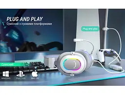 Ігрові навушники з мікрофоном Fifine H-6W RGB USB 7.1 White - мініатюра 8