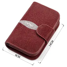 Гаманець жіночий STINGRAY LEATHER 18092 з натуральної шкіри морського ската бордовий - мініатюра 5