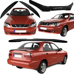 Набір Дефлекторів + 20 Л.С. для Daewoo Lanos - Sens (Мухобійка - Вії фар - Спойлер багажника)