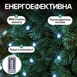 Гірлянда Кінський хвіст Мішура 960 LED 16 ниток 3 м зелена, білий GarlandoPro D960L3MGW - мініатюра 2
