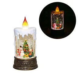 Новорічний нічник зі снігом "Свічка зі сніговиком" XMAS WDL-23016, різдвяний світильник на батарейках - мініатюра 4