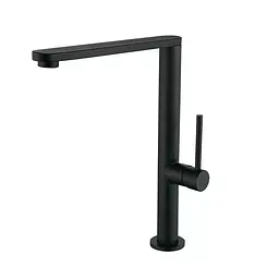 Змішувач для умивальника високий, нержавіюча сталь, чорний Wezer EKO4G-01 BLACK, Чорний матовий
