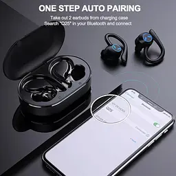 Бездротові спортивні Bluetooth навушники TWS Q25 Pro водонепроникні з сенсорами і мікрофоном Чорні - мініатюра 4