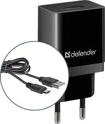 Зарядний пристрій 1xUSB 11W 2.1А + кабель micro-USB UPC-11 чорний Defender