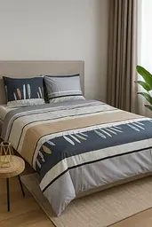 Комплект постільної білизни Ecotton двоспальний 180х215 см кремово-синій (21212А/В) (23689)