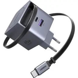 Зарядний пристрій Ugreen USB-C PD45W GaN + cable USB-C to USB-C retractable (65822)