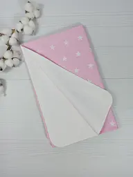 Пелюшка дитяча багаторазова непромокальна a.l.babybox Зірки білі на рожевому 80x100 см (NV 18145425) - мініатюра 2
