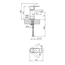 Змішувач для раковини Kroner KRM Brocken - C010 (CV023594) - мініатюра 5