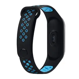Ремінець для фітнес-браслета Lemfo для Xiaomi Mi Band 3 і 4 Nike Design чорний з синім - мініатюра 2