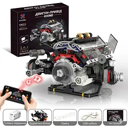 Конструктор двигун BMW F1 V8 акумуляторний мотор з додатком STEM конструктор двигуна внутрішнього згорання для дітей та дорослих, 664 деталі - мініатюра 2