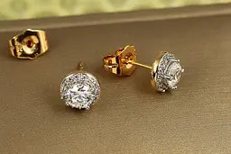 Сережки гвоздики Xuping Jewelry ореол з родієм 8 мм золотисті - мініатюра 2
