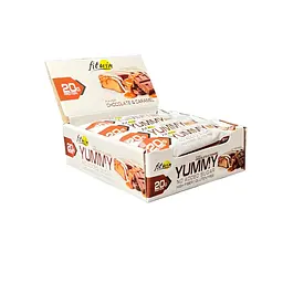 Батончик YUMMY Bar 36% no added sugar, 12*55 грам Шоколад - карамель FitWin vit0001248