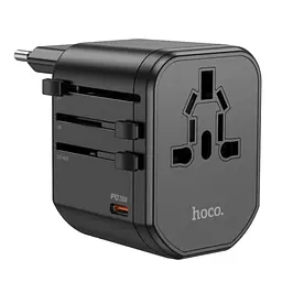 Універсальний зарядний пристрій Hoco AC15 Walker Three-Port PD20W(1C2A) Universal Conversion Charger Black - мініатюра 2