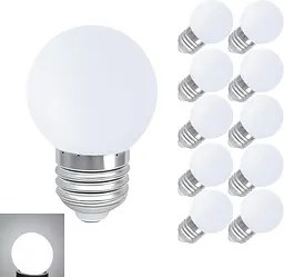Комплект LED ламп E27 G45 1 Вт холодного світла, 10 шт.